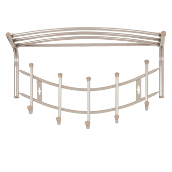 Вешалка настенная с полкой 525х300х235мм 5крючков Бежевый металлик "HAUSHALT" НВН1/BG ("Ника") *5