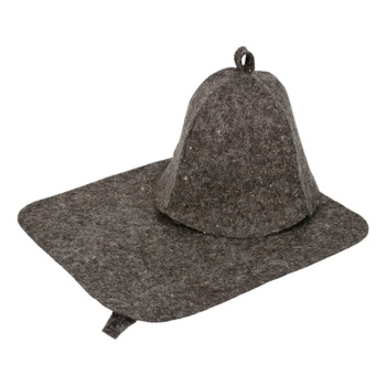 Набор из 2-х предметов (Шапка, коврик) серый "Hot Pot", войлок /20