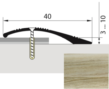 Порог-стык разноуровневый 40х1800 мм Русский профиль, дуб аляска