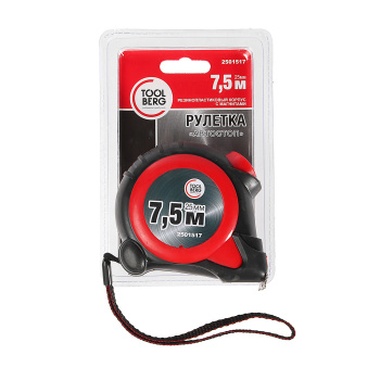 Рулетка 7,5м х25мм резиновый корпус "автостоп" PQT (арт.2501517) *1/12/60