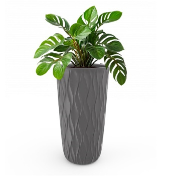 Кашпо пластм. "Desert" высокое 21л d верха 266мм h513мм со вставкой Серый 86805 *1/2