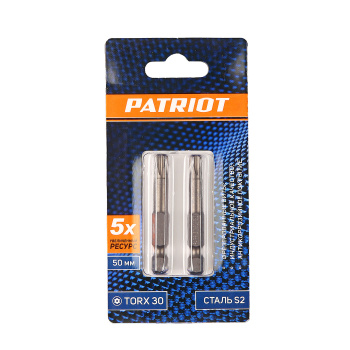 Бита звездочка Т30х50мм (2шт) фрезерованная S2 хвостовик1/4"Е EDGE PATRIOT *1/20