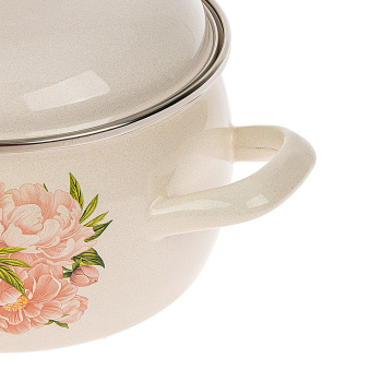 Кастрюля эмалированная 2,0л d160мм металл.кр.с пл.р.,об.нерж., с Деколью С-4210АП2/4 *1/8