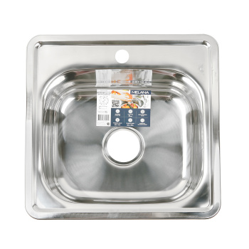 Мойка нерж.врезная 480х480х160мм 0,6мм выпуск 3 1/2 с сифоном, без гофры *1/15