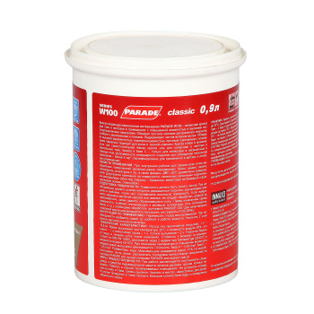 Краска латексная 0.9 л для кухни и ванной PARADE W100, белая база А, матовая, влагостойкая