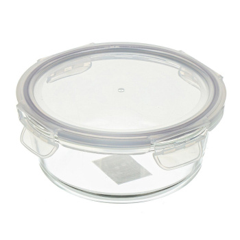 Контейнер д/прод. стекл. жаропр. 0,6л кругл. d180мм, выс.77мм пласт.крышка арт.825-013 "VETTA" *1/24