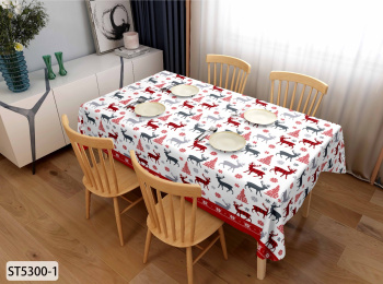 яяяКлеёнка на тканевой основе "Print" "Новый год, Олени" на белом шир.1,37м GW-21652 "Great Way" *20