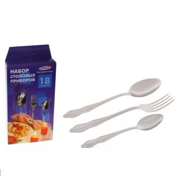 Набор столовых приборов нерж. 18пр./6перс."Славяна" подар. карт. коробка 1с318 (Аша) *1/10/15