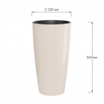 Кашпо пластм. "Рондо" высокое 35л d 320мм h565мм, со вставкой 15л Бежевый М8880 (ЗПИ "Альт.") *1
