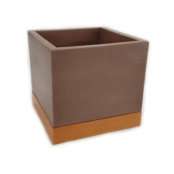 Кашпо гипсовое "Лофт" 0,5л 100х100мм h104мм с поддоном Пудра/Терракот ("VipSet") *5