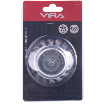 Щетка для дрели чашка крученая 75 мм VIRA