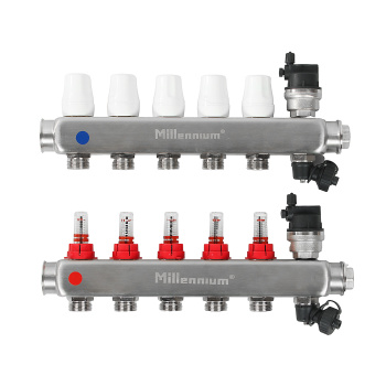 Коллекторная группа Millennium с расходомером, 5 выходов, с кранами