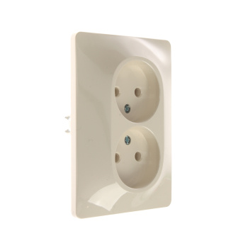 Розетка "Glossa" СП 2-мест. бежевая б/з GSL000220 *1/15/90