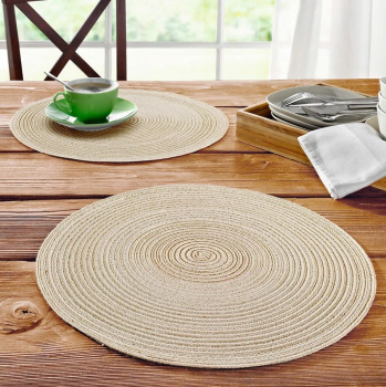 Салфетка сервировочная "мат" полипроп. круглая d38см "Beige" бежев. арт.DM9893 "Domenik" *4/24