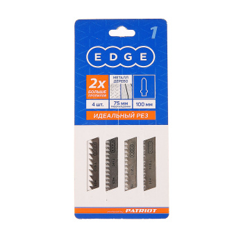 Пилки для лобзика (4шт.) 75мм НАБОР N1 (2метал+2дерев) EDGE *1
