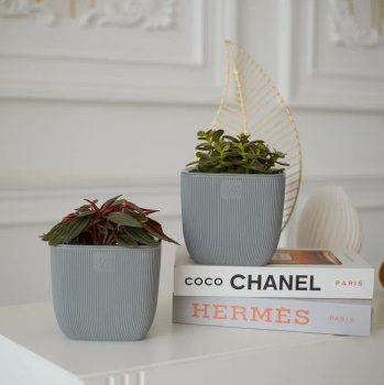 Кашпо пластм. "Фабио" 4,7л 190х190мм h190мм со вставкой Серый AMF-4,7-03 ("VipSet") *1/8