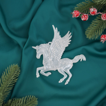 Украшение ёлочное "Единорог с крыльями перелив" 13х12,5 см, белый   10514164