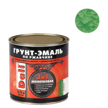 Грунт-эмаль 0.75 л по ржавчине DALI, зеленая, с молотковым эффектом