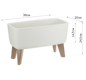 Кашпо пластм. "Флориан" 4,2л 390х200мм h245мм со вставкой Белый ратанг М3272 ("М-П")*1/6